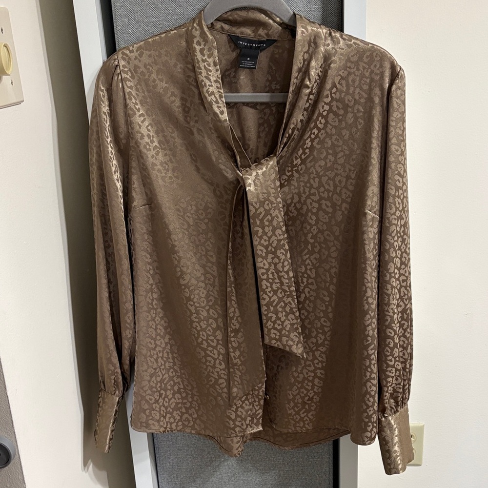 Investments Brown Leopard Print Women's Blouse